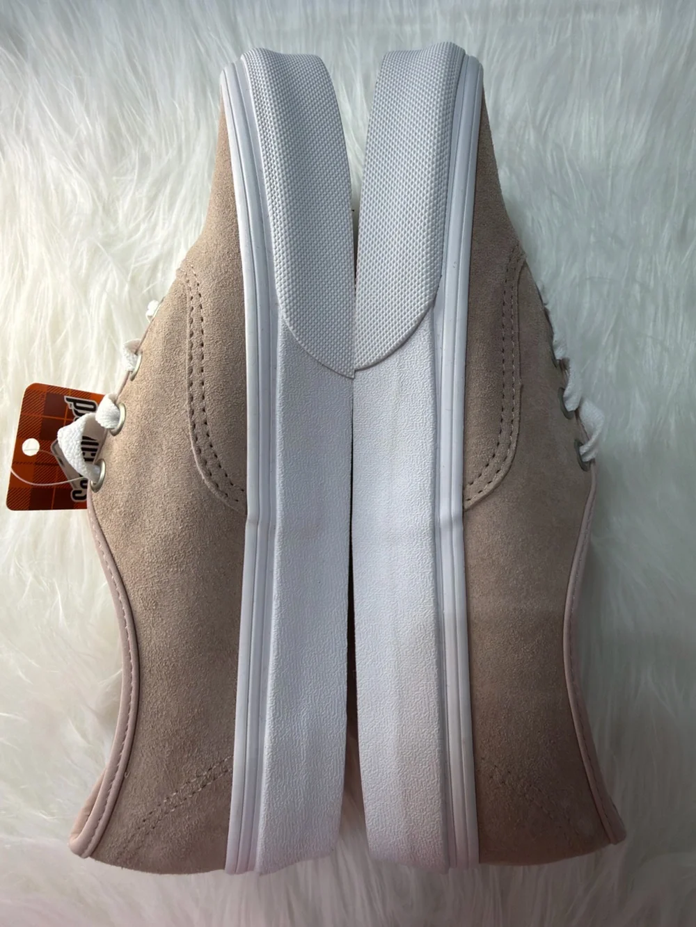 NIB Vans Authentic Suede Lace-Up Platform Sneakers in Dusty Pink and White - Picture 6 of 7
